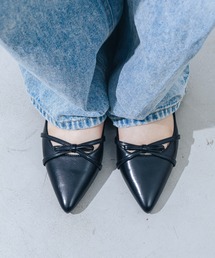 EVOL（イーボル）の「【ふかふか・クッション入り】ポインテッド2cmリボンパンプス JA5956（パンプス）」