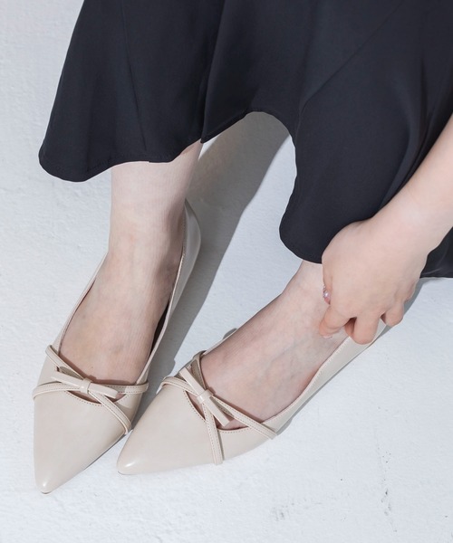 EVOL（イーボル）の「【ふかふか・クッション入り】ポインテッド2cmリボンパンプス JA5956（パンプス・レディース・ドット/ブラック/アイボリー/ピンク・22.0cm/22.5cm/23.0cm/23.5cm/24.0cm/24.5cm/25.0cm）」の8枚目の写真