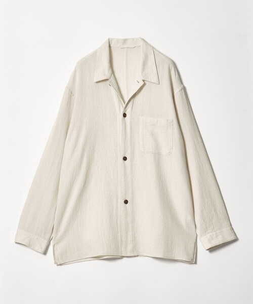 Steven Alan＞ コットンメッシュ チェック オープンカラー オーバー