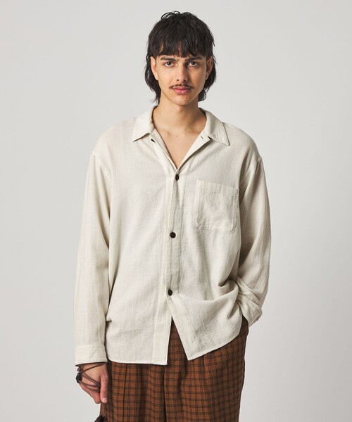 Steven Alan> コットンメッシュ チェック オープンカラー オーバー Steven Alan> コットンメッシュ チェック オープンカラー オーバー
