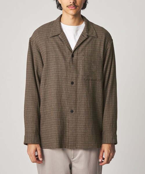 Steven Alan（スティーブンアラン）の「＜Steven Alan＞ コットンメッシュ チェック オープンカラー オーバー シャツ（シャツ/ブラウス・メンズ・ダークブラウン/ホワイト・XL/L/M/S）」の19枚目の写真