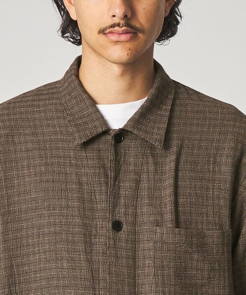 Steven Alan> コットンメッシュ チェック オープンカラー オーバー Steven Alan> コットンメッシュ チェック オープンカラー オーバー