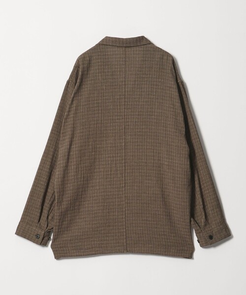 Steven Alan＞ コットンメッシュ チェック オープンカラー オーバー