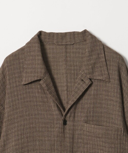 Steven Alan＞ コットンメッシュ チェック オープンカラー オーバー
