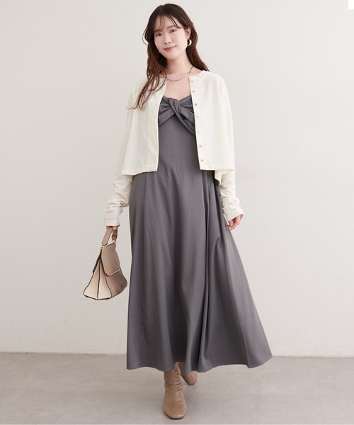 natural couture（ナチュラルクチュール）の「ラメベロアクルーネックカーディガン（カーディガン/ボレロ・レディース・ブラック/ブルーグレー/ピンクベージュ/ボルドー/ネイビー/オフホワイト・FREE）」の10枚目の写真