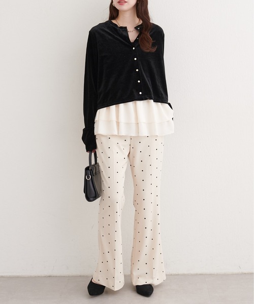 natural couture（ナチュラルクチュール）の「ラメベロアクルーネックカーディガン（カーディガン/ボレロ・レディース・ブラック/ブルーグレー/ピンクベージュ/ボルドー/ネイビー/オフホワイト・FREE）」の12枚目の写真