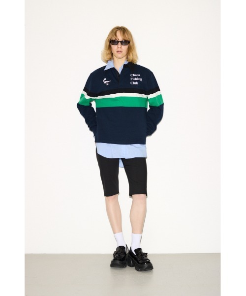 THROW by SLY（スローバイスライ）の「THROW Chaos Fishing Club RUGGER SH カオスフィッシングクラブ ラガーシャツ 秋服 冬服（Tシャツ/カットソー・レディース・ネイビー/バーガンディー・FREE）」の3枚目の写真