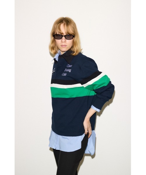 THROW by SLY（スローバイスライ）の「THROW Chaos Fishing Club RUGGER SH カオスフィッシングクラブ ラガーシャツ 秋服 冬服（Tシャツ/カットソー・レディース・ネイビー/バーガンディー・FREE）」の4枚目の写真