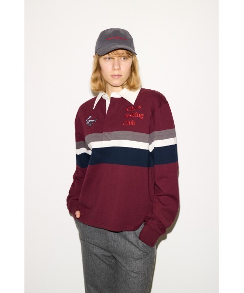THROW by SLY（スローバイスライ）の「THROW Chaos Fishing Club RUGGER SH カオスフィッシングクラブ ラガーシャツ 秋服 冬服（Tシャツ/カットソー・レディース・ネイビー/バーガンディー・FREE）」の9枚目の写真