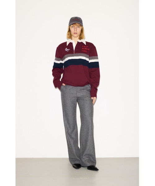 THROW by SLY（スローバイスライ）の「THROW Chaos Fishing Club RUGGER SH カオスフィッシングクラブ ラガーシャツ 秋服 冬服（Tシャツ/カットソー・レディース・ネイビー/バーガンディー・FREE）」の12枚目の写真