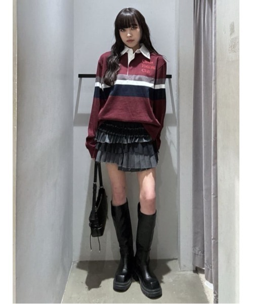 THROW by SLY（スローバイスライ）の「THROW Chaos Fishing Club RUGGER SH カオスフィッシングクラブ ラガーシャツ 秋服 冬服（Tシャツ/カットソー・レディース・ネイビー/バーガンディー・FREE）」の21枚目の写真