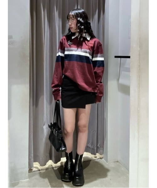 THROW by SLY（スローバイスライ）の「THROW Chaos Fishing Club RUGGER SH カオスフィッシングクラブ ラガーシャツ 秋服 冬服（Tシャツ/カットソー・レディース・ネイビー/バーガンディー・FREE）」の19枚目の写真