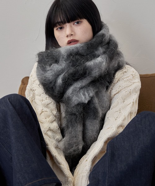 etoll.（エトル）の「起毛チェックマフラー（マフラー・レディース・グレー/ブルー/ベージュ・FREE）」の16枚目の写真