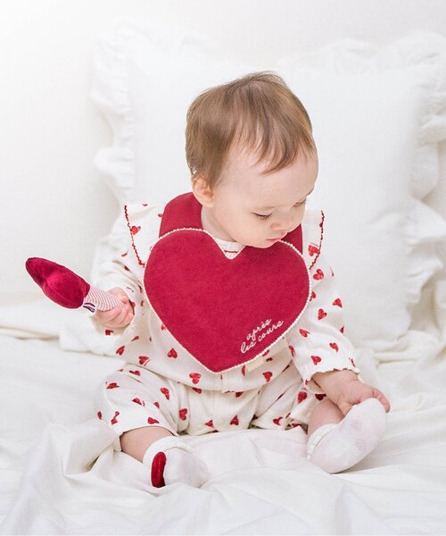 apres les cours（アプレレクール）の「ハートモチーフスタイ（スタイ/よだれかけ・キッズ・レッド・90）」の2枚目の写真