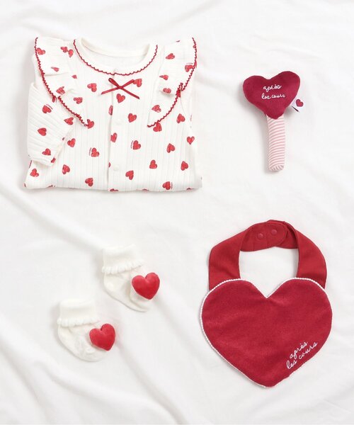 apres les cours（アプレレクール）の「ハートモチーフスタイ（スタイ/よだれかけ・キッズ・レッド・90）」の4枚目の写真