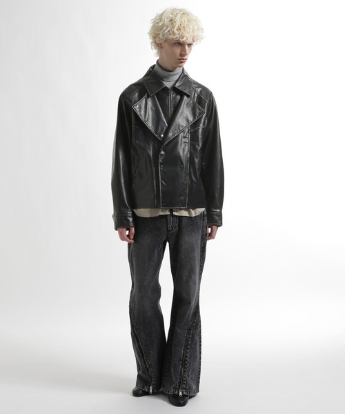 HARE（ハレ）の「レイヤードトレンチブルゾン(HARE)（ブルゾン・メンズ・ブラック・FREE）」の2枚目の写真