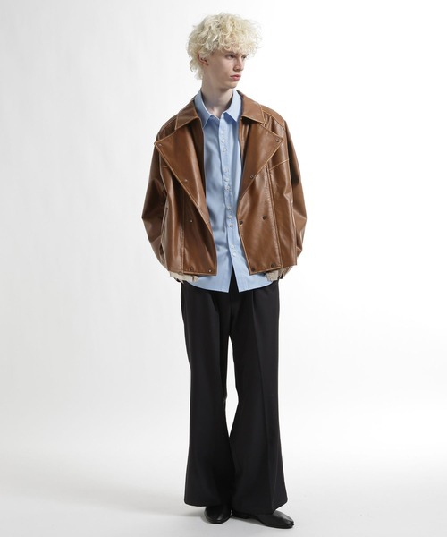 HARE（ハレ）の「レイヤードトレンチブルゾン(HARE)（ブルゾン・メンズ・ブラック・FREE）」の5枚目の写真