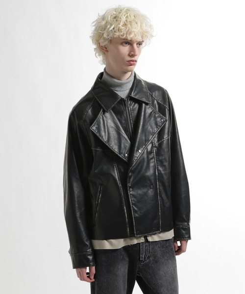 HARE（ハレ）の「レイヤードトレンチブルゾン(HARE)（ブルゾン・メンズ・ブラック・FREE）」の7枚目の写真