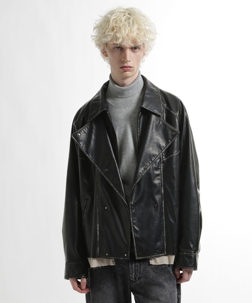 HARE（ハレ）の「レイヤードトレンチブルゾン(HARE)（ブルゾン・メンズ・ブラック・FREE）」の8枚目の写真