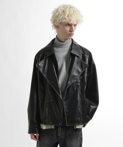 HARE（ハレ）の「レイヤードトレンチブルゾン(HARE)（ブルゾン・メンズ・ブラック・FREE）」の9枚目の写真