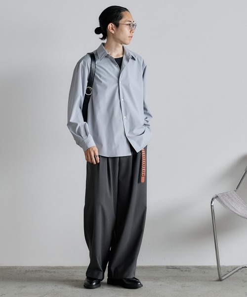 WYM LIDNM(ウィム バイ リドム)の「MICRO SPAN BASIC SHIRT(シャツ/ブラウス・メンズ・チャコール/ナチュラル/サックスブルー/グレイッシュブルー・S/L/M)」の19枚目の写真