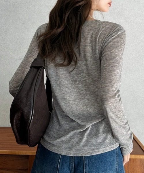 Eclat one(エクラワン)の「【Eclat one】フロントホック シアー ロングスリーブ カットソー(Tシャツ/カットソー・レディース・ブラック/グレー/オフホワイト・FREE)」の18枚目の写真