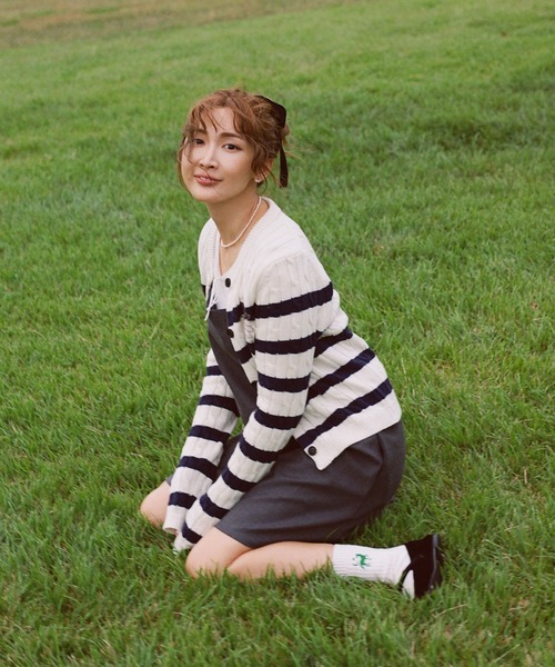 Mardi Mercredi（マルディメクルディ）の「【紗栄子 コラボ】SOCKS MRD SABLE / ソックス マルディ サブレ（ソックス/靴下・レディース・ホワイト×グリーン・FREE）」の2枚目の写真