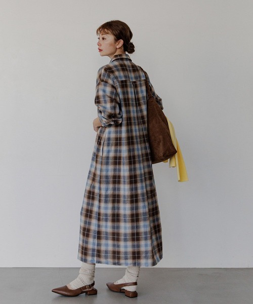 BAYFLOW（ベイフロー）の「[アップデートして登場!!]チェックシャツワンピース（シャツワンピース・レディース・ブラック/イエロー/ブルー/ブラウン・FREE）」の17枚目の写真