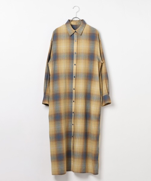 BAYFLOW（ベイフロー）の「[アップデートして登場!!]チェックシャツワンピース（シャツワンピース・レディース・ブラック/イエロー/ブルー/ブラウン・FREE）」の6枚目の写真