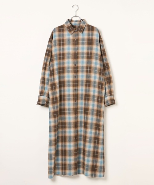 BAYFLOW（ベイフロー）の「[アップデートして登場!!]チェックシャツワンピース（シャツワンピース・レディース・ブラック/イエロー/ブルー/ブラウン・FREE）」の7枚目の写真