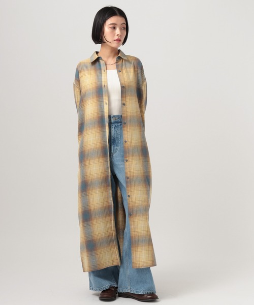 BAYFLOW（ベイフロー）の「[アップデートして登場!!]チェックシャツワンピース（シャツワンピース・レディース・ブラック/イエロー/ブルー/ブラウン・FREE）」の14枚目の写真