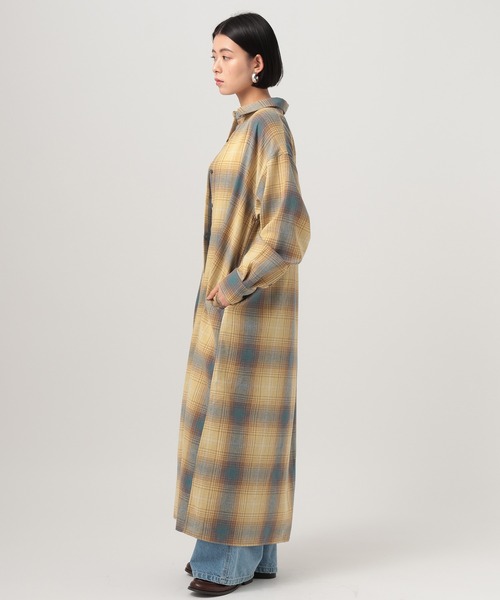 BAYFLOW（ベイフロー）の「[アップデートして登場!!]チェックシャツワンピース（シャツワンピース・レディース・ブラック/イエロー/ブルー/ブラウン・FREE）」の12枚目の写真