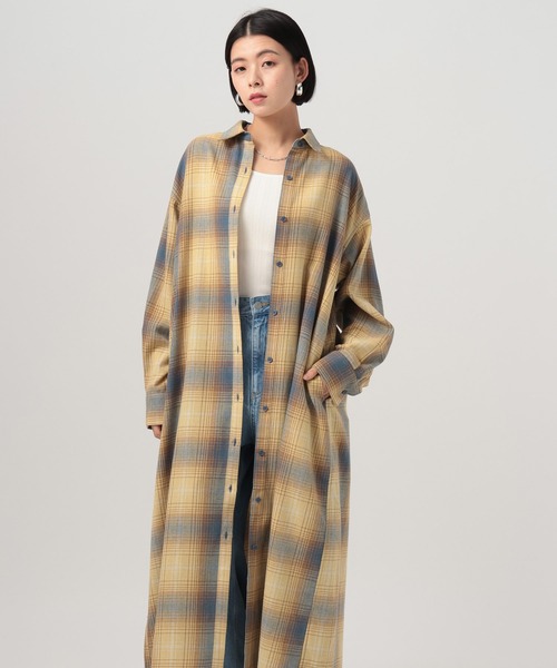 BAYFLOW（ベイフロー）の「[アップデートして登場!!]チェックシャツワンピース（シャツワンピース・レディース・ブラック/イエロー/ブルー/ブラウン・FREE）」の10枚目の写真