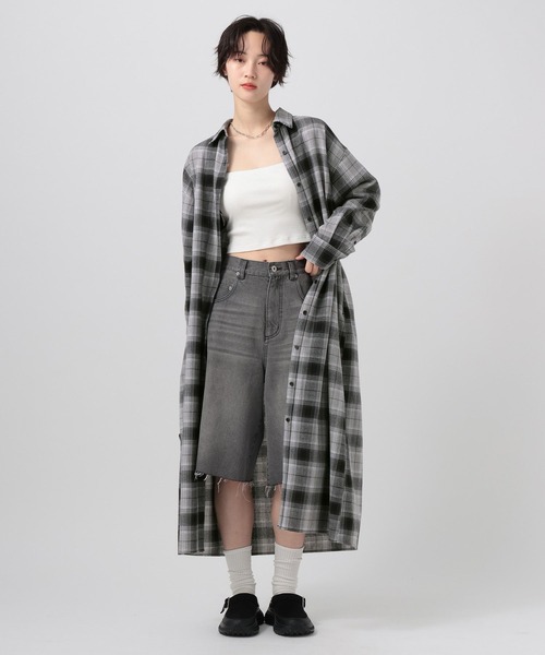 BAYFLOW（ベイフロー）の「[アップデートして登場!!]チェックシャツワンピース（シャツワンピース・レディース・ブラック/イエロー/ブルー/ブラウン・FREE）」の5枚目の写真