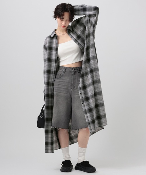 BAYFLOW（ベイフロー）の「[アップデートして登場!!]チェックシャツワンピース（シャツワンピース・レディース・ブラック/イエロー/ブルー/ブラウン・FREE）」の6枚目の写真