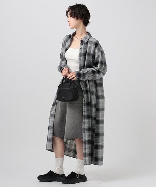 BAYFLOW（ベイフロー）の「[アップデートして登場!!]チェックシャツワンピース（シャツワンピース・レディース・ブラック/イエロー/ブルー/ブラウン・FREE）」の7枚目の写真