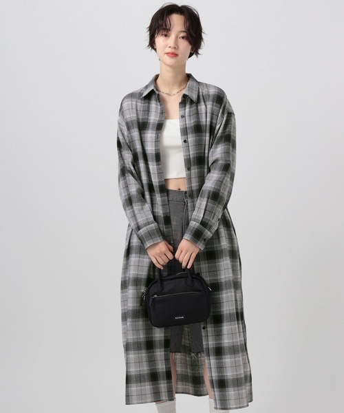 BAYFLOW（ベイフロー）の「[アップデートして登場!!]チェックシャツワンピース（シャツワンピース・レディース・ブラック/イエロー/ブルー/ブラウン・FREE）」の8枚目の写真