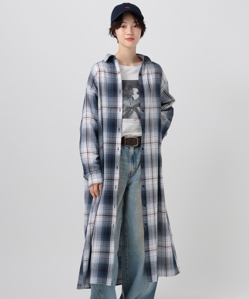 BAYFLOW（ベイフロー）の「[アップデートして登場!!]チェックシャツワンピース（シャツワンピース・レディース・ブラック/イエロー/ブルー/ブラウン・FREE）」の12枚目の写真