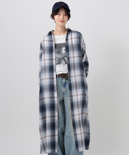 BAYFLOW（ベイフロー）の「[アップデートして登場!!]チェックシャツワンピース（シャツワンピース・レディース・ブラック/イエロー/ブルー/ブラウン・FREE）」の13枚目の写真
