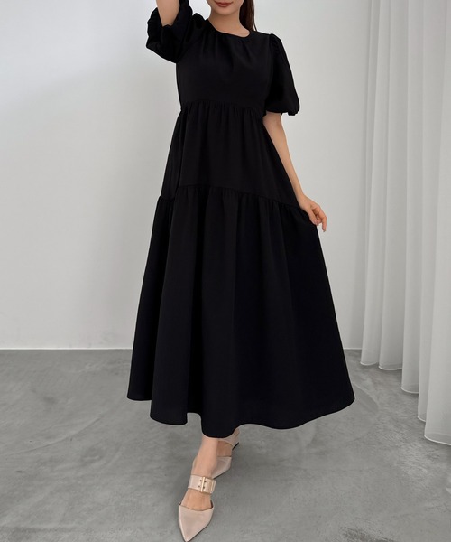 CENEA(セネア)の「バルーンスリーブティアードワンピース(ワンピース・レディース・ライトブルー/ブラック/アイボリー・LARGE/MEDIUM/SMALL/MT/X-LARGE)」の8枚目の写真