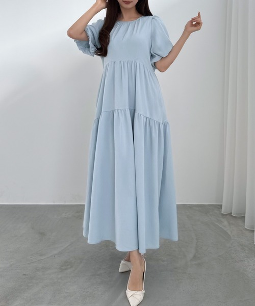 CENEA(セネア)の「バルーンスリーブティアードワンピース(ワンピース・レディース・ライトブルー/ブラック/アイボリー・LARGE/MEDIUM/SMALL/MT/X-LARGE)」の10枚目の写真