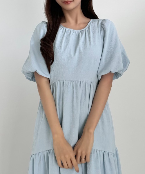 CENEA(セネア)の「バルーンスリーブティアードワンピース(ワンピース・レディース・ライトブルー/ブラック/アイボリー・LARGE/MEDIUM/SMALL/MT/X-LARGE)」の12枚目の写真