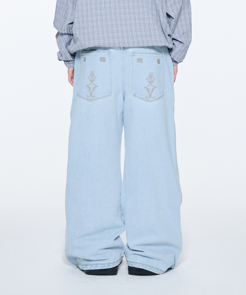 THECOLDESTMOMENT(ザコールデストモーメント)の「TCM ethnic denim pants (light blue)(デニムパンツ・レディース・その他・S/M/L)」の1枚目の写真