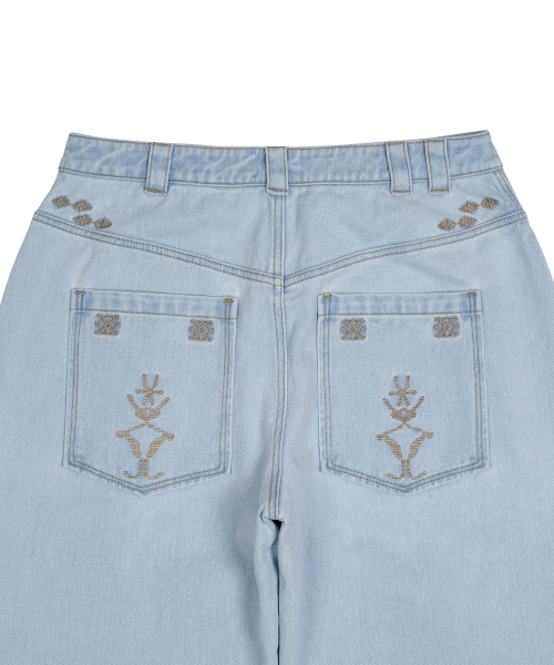 THECOLDESTMOMENT(ザコールデストモーメント)の「TCM ethnic denim pants (light blue)(デニムパンツ・レディース・その他・S/M/L)」の4枚目の写真