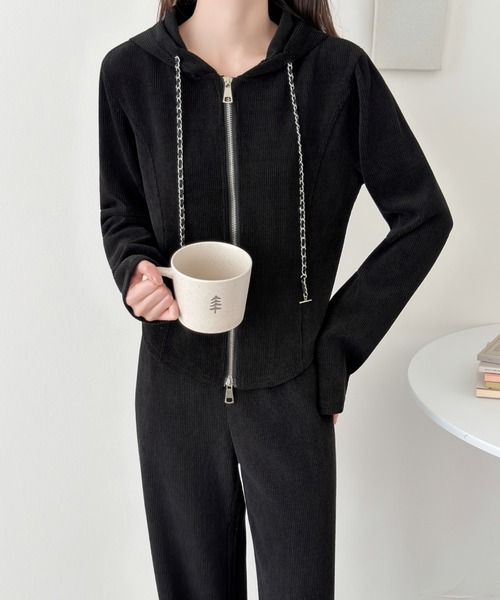 ABITOKYO(アビトーキョー)の「フーディショート丈コーヂュロイジャケットセットアップ(セットアップ・レディース・ブラック/チャコールグレー/ベージュ・FREE)」の18枚目の写真