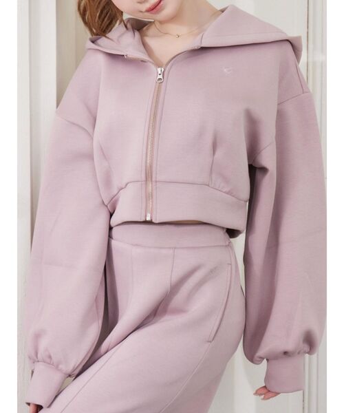 EATME（イートミー）の「【SETUP】ロゴ刺しゅう入りショートパーカー（パーカー・レディース・アイボリー/ブラック/ブルー/ピンク・FREE）」の4枚目の写真