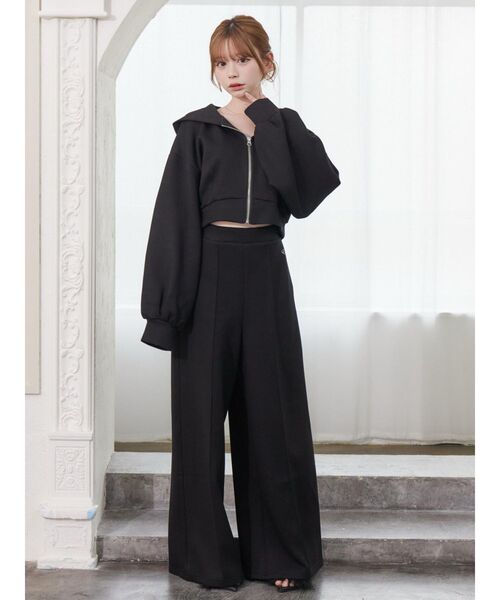 EATME（イートミー）の「【SETUP】ロゴ刺しゅう入りショートパーカー（パーカー・レディース・アイボリー/ブラック/ブルー/ピンク・FREE）」の6枚目の写真