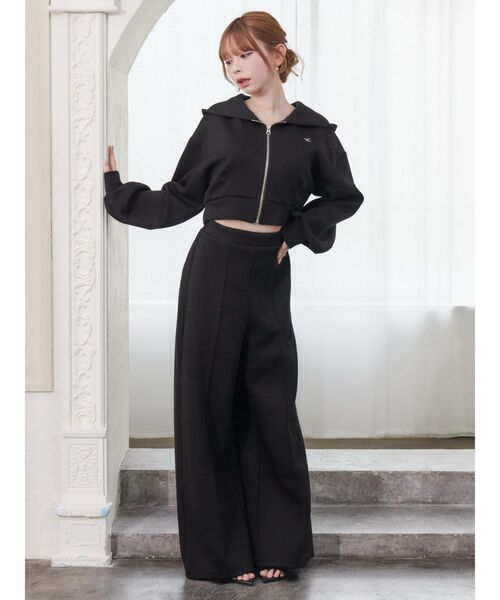 EATME（イートミー）の「【SETUP】ロゴ刺しゅう入りショートパーカー（パーカー・レディース・アイボリー/ブラック/ブルー/ピンク・FREE）」の8枚目の写真