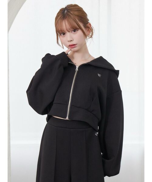 EATME（イートミー）の「【SETUP】ロゴ刺しゅう入りショートパーカー（パーカー・レディース・アイボリー/ブラック/ブルー/ピンク・FREE）」の13枚目の写真