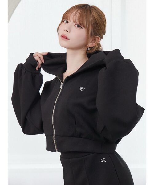 EATME（イートミー）の「【SETUP】ロゴ刺しゅう入りショートパーカー（パーカー・レディース・アイボリー/ブラック/ブルー/ピンク・FREE）」の14枚目の写真